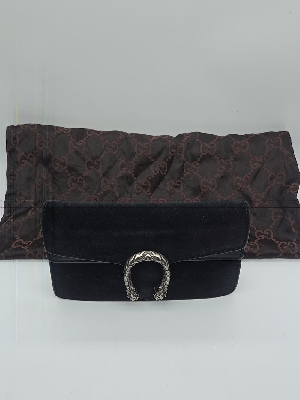 Gucci Super Mini Black Suede Dionysus Chain Strap Shoulder Bag